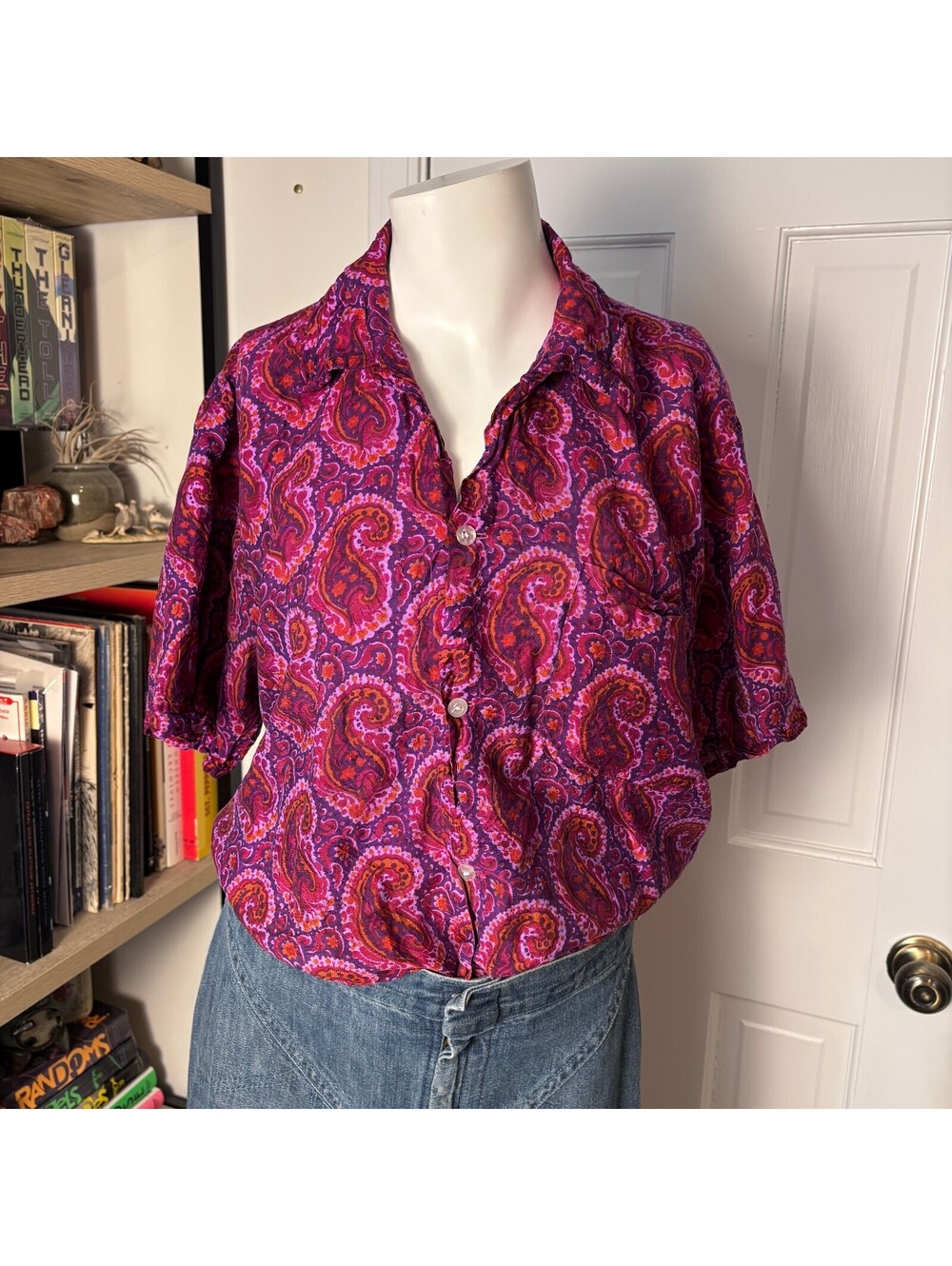 Handwoven Silk Paisley Button Up